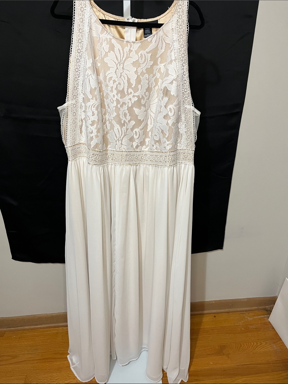Ashley Stewart Ivory Lace-Top Maxi Dress